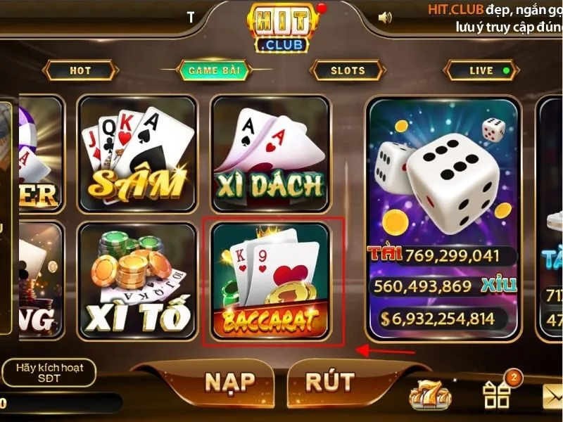 Các bước tham gia game Baccarat tại Hit Club