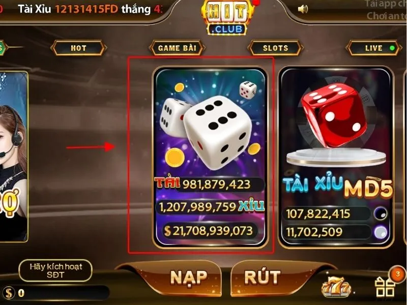 Hướng dẫn cách tham gia chơi Tài Xỉu tại Hit Club